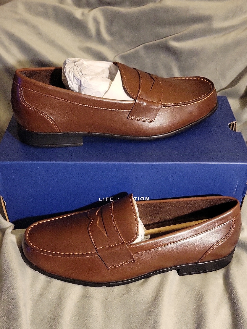 Rockport Men's Brown Leather Penny Loafers